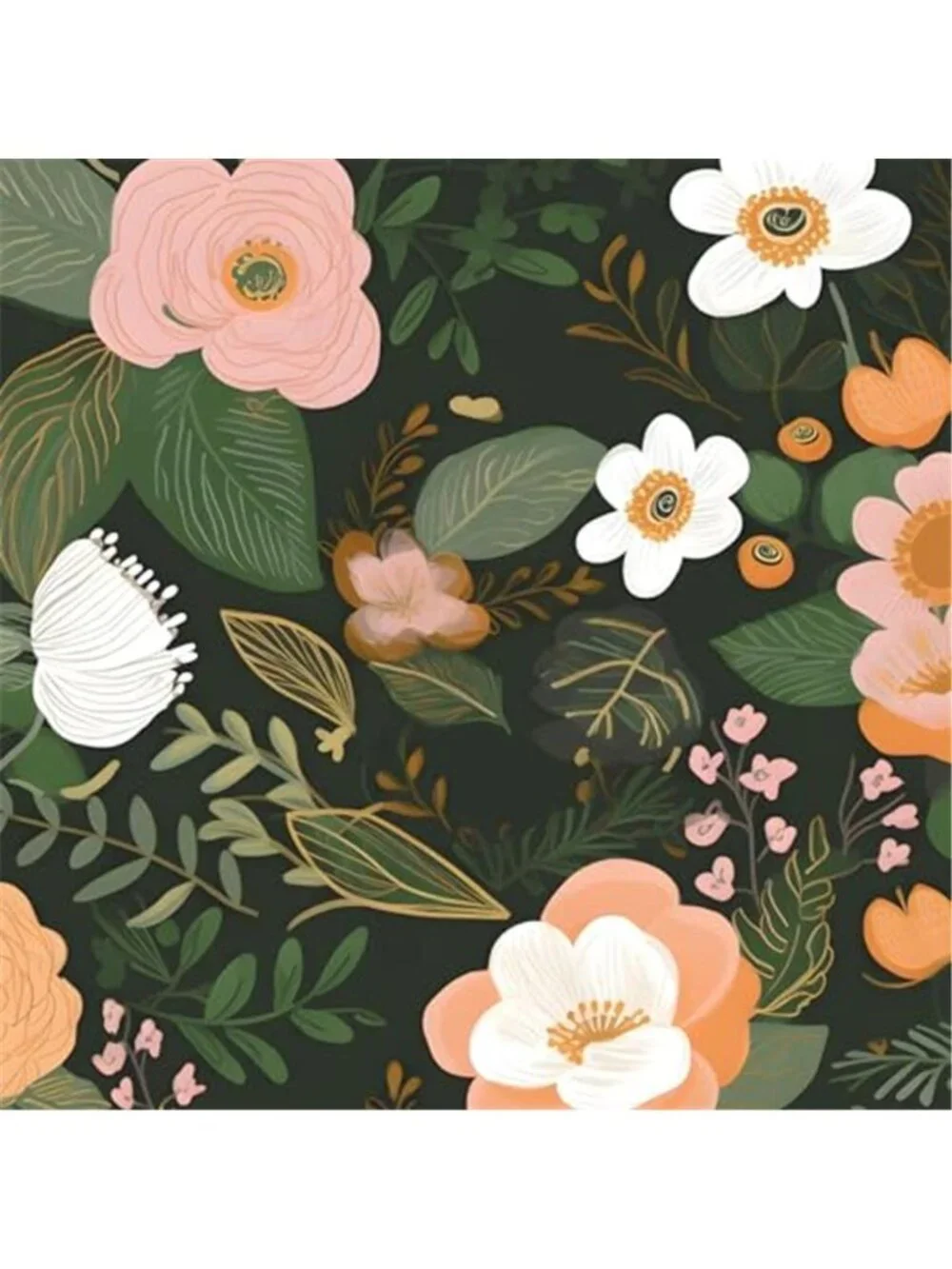Dark Green Floral Peel And Stick Wallpaper Boho Removable Vinyl Contact Paper